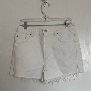 Topshop White Raw-Hem Shorts